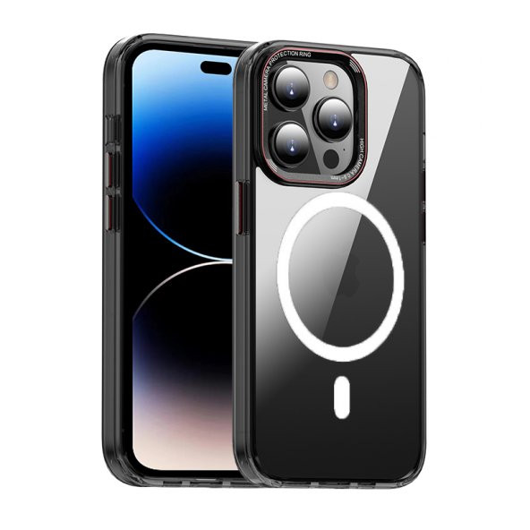 Apple iPhone 14 Pro Max Kılıf Aluminum Lens Cristal Clear Case - 3