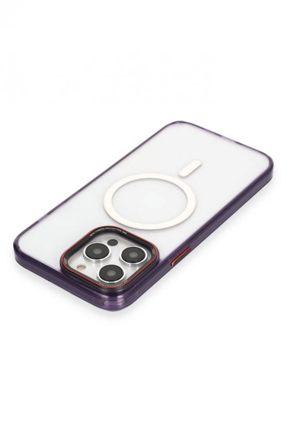 Apple iPhone 14 Pro Max Kılıf Aluminum Lens Cristal Clear Case - 6
