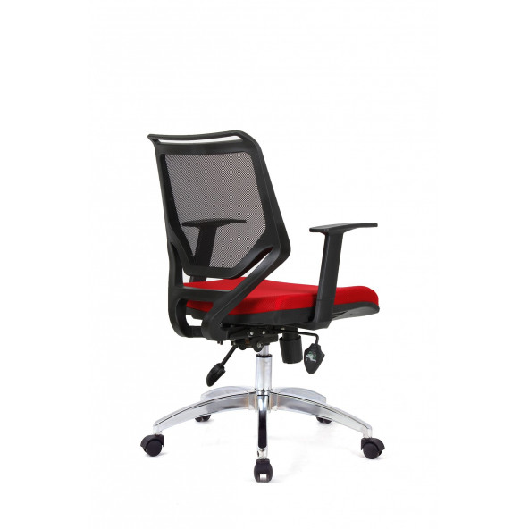 Herkese Mobilya Moreno Kırmızı Fileli Krom Çalışma Koltuğu Ofis Koltuğu - 4