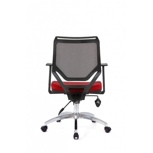 Herkese Mobilya Moreno Kırmızı Fileli Krom Çalışma Koltuğu Ofis Koltuğu - 5