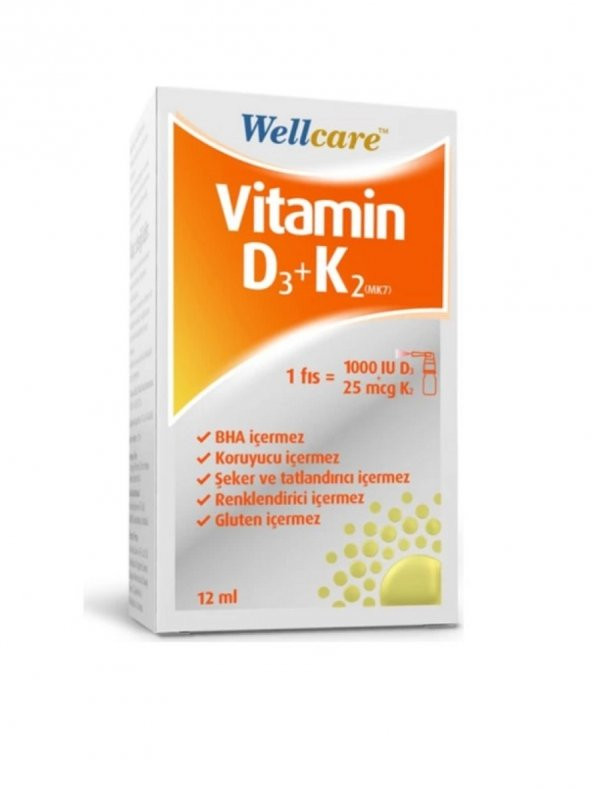 Wellcare Vitamin D3+K2 25 mcg 1000 IU 12 ml