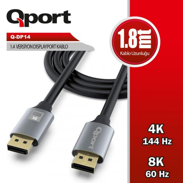 QPORT Q-DP14  1,8m DISPLAY PORT 1.4V KABLO