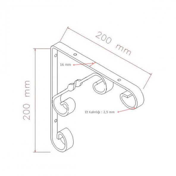 2 Adet Burgulu 20 x 20 cm Dekoratif Raf Altı Ayağı Konsol Beyaz - 2