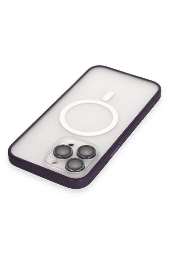 Apple iPhone 14 Pro Max Kılıf Lens Korumalı Mat Magneticsafe Magsafe Kapak - 3
