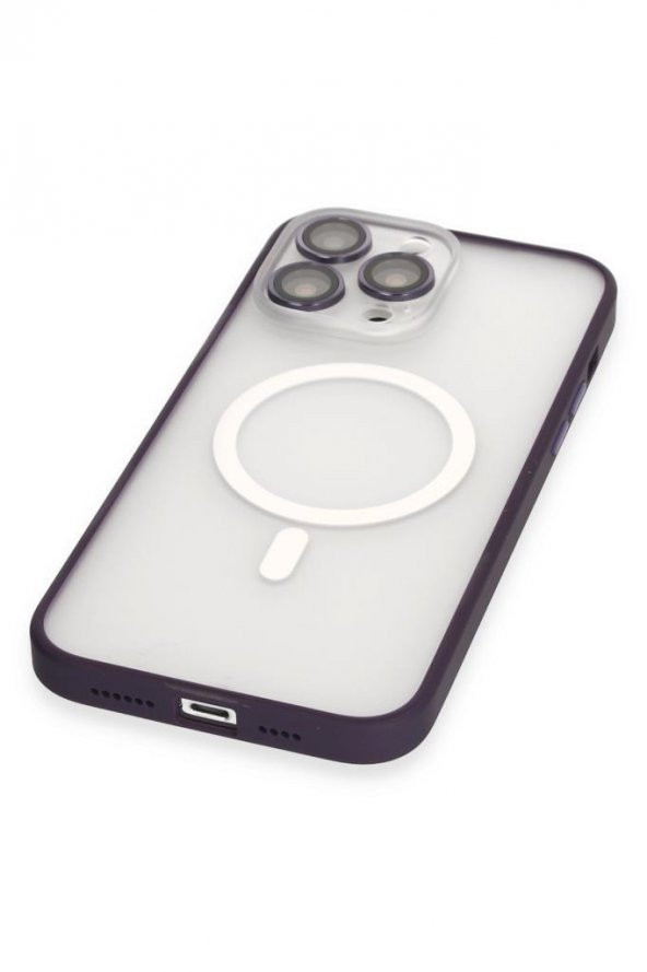 Apple iPhone 14 Pro Max Kılıf Lens Korumalı Mat Magneticsafe Magsafe Kapak - 4