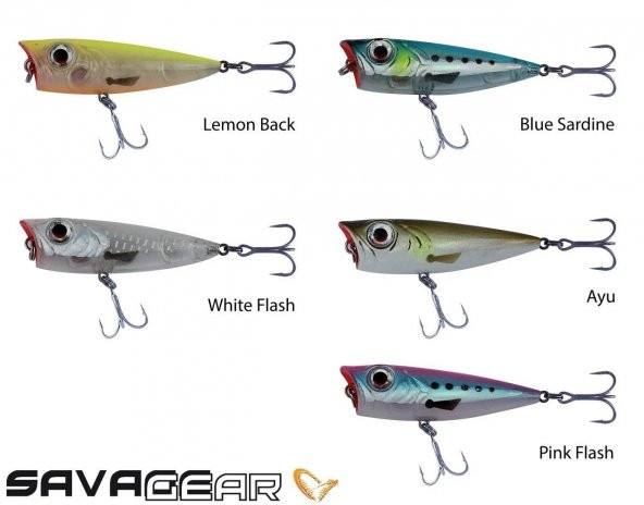 SAVAGE SALT E-SG 3D MINNOW POP WALKER 43 4.3CM 3G F WHITE FLASH 58014 13/4 IN 1/8 OZ