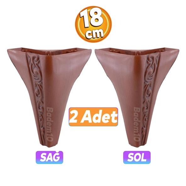 Seher 1 Çift Avangart Mobilya Kanepe Koltuk Konsol Tv Ünitesi Ayağı 18 Cm Kahverengi Ayakları - 1