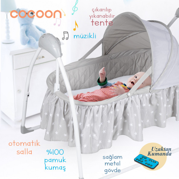 Huggy Cocoon Otomatik Sallanabilir Kumandalı Portatif Elektrikli Beşik - 3