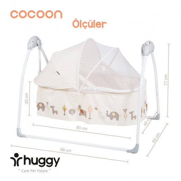 Huggy Cocoon Otomatik Sallanabilir Kumandalı Portatif Elektrikli Beşik - 11