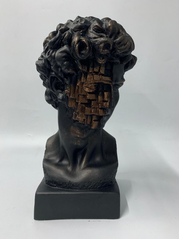 SİYAH DAVUT GEOMETRİK YÜZ BÜST HEYKEL BİBLO ürün görseli