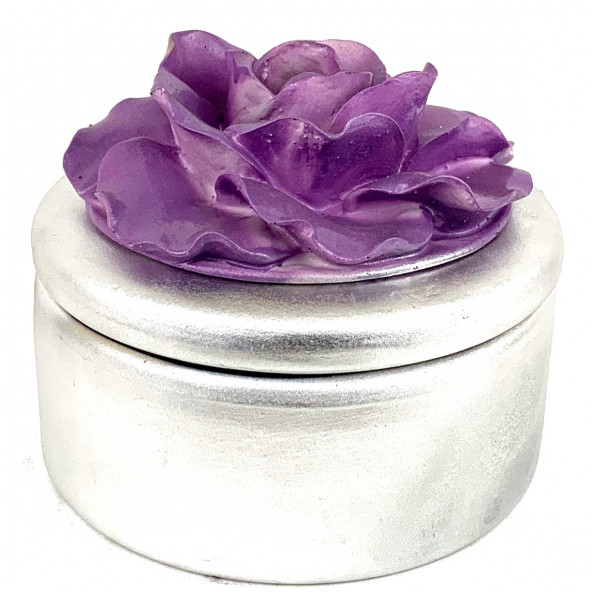 MOR ÇİÇEKLİ GÜMÜŞ KUTU-KU108-4 ürün görseli