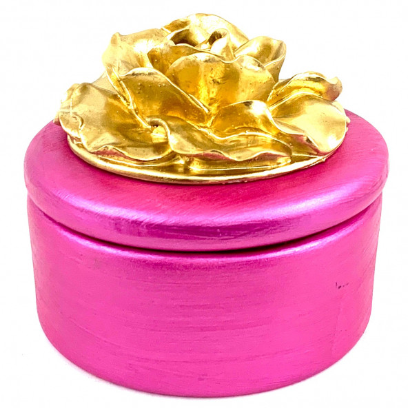GOLD ÇİÇEKLİ FUŞYA KUTU-KU108-1 ürün görseli