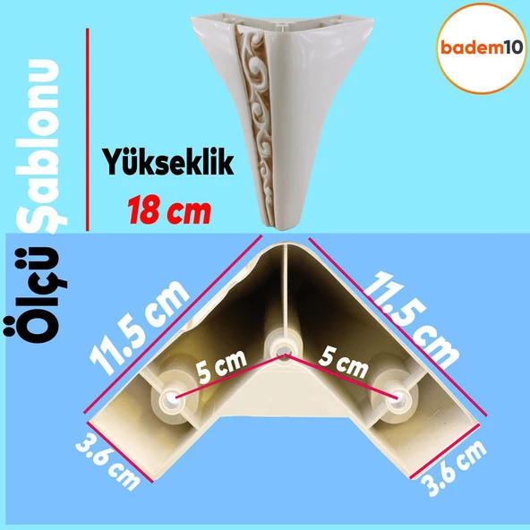 Seher 1 Çift Avangart Mobilya Kanepe Konsol Tv Ünitesi Koltuk Ayağı 18 Cm Krem Ayakları - 4