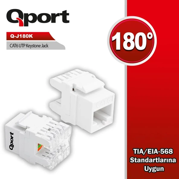 Qport Q-J180K  CAT6 180° Keystone jack ürün görseli 1