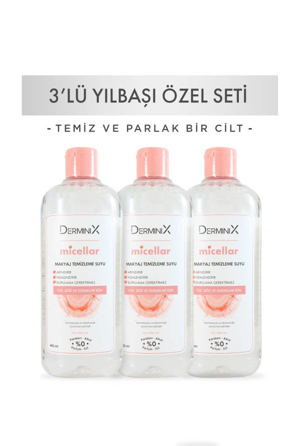 Derminix 3lü Micellar Makyaj Temizleme Suyu 400 ml