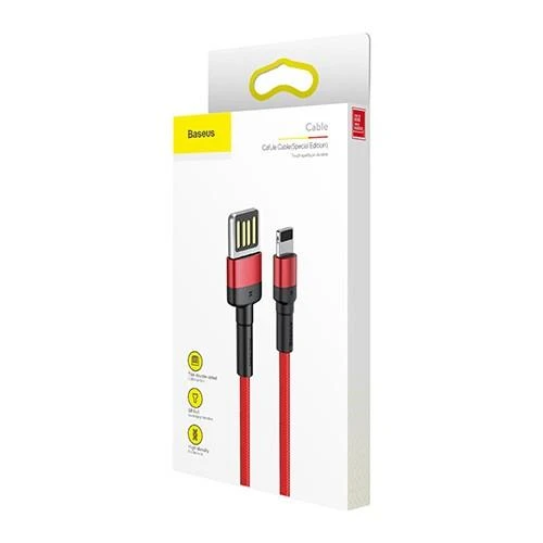 Baseus CALKLF-G09 Cafule 2.4 A Lightning 1 Metre Şarj Kablosu Kırmızı - Resim 2