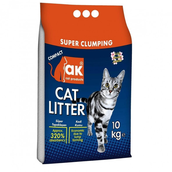 Akkum Bebek Pudrası Kokulu Kalın Taneli Kedi Kumu 10 kg