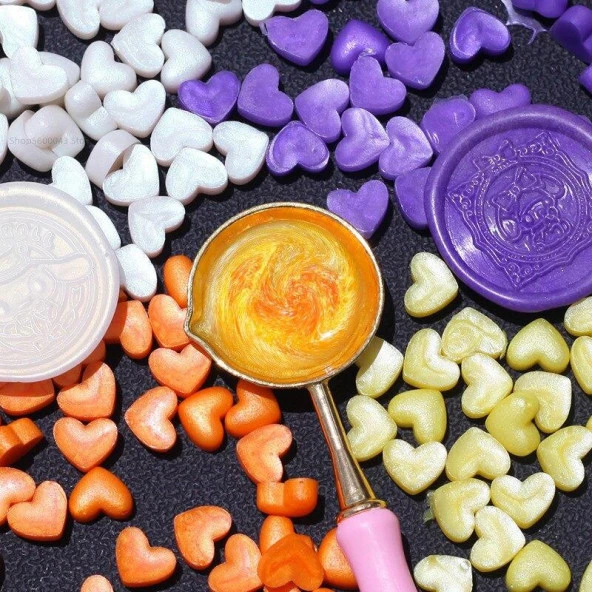 Mühür Mumu Eritme Kalp Boncuk Paket Model No: 109 SATEN GÜL KURUSU - Resim 12