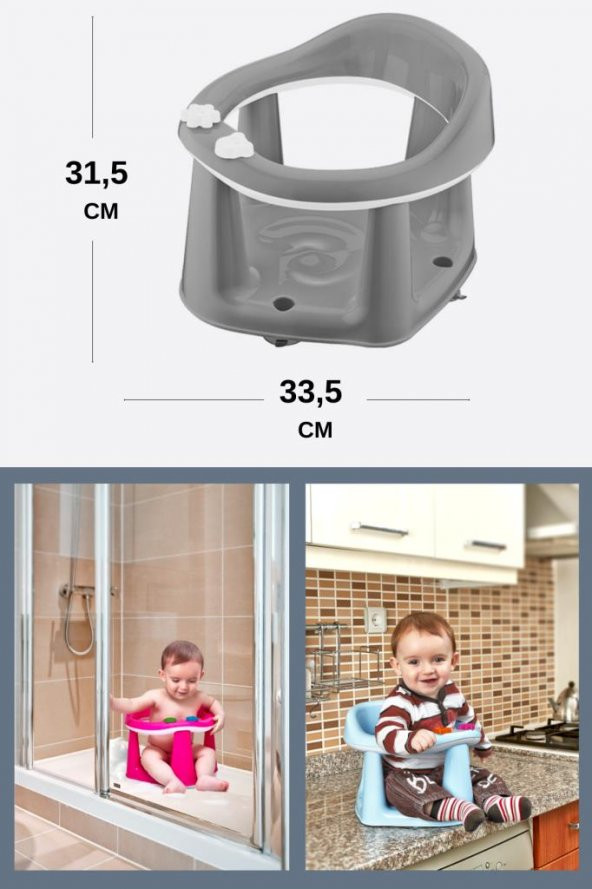 Flosoft Kaymaz Vakum Ayaklı Bebek Banyo Oturağı & Mama Oturağı 2in1 - 8