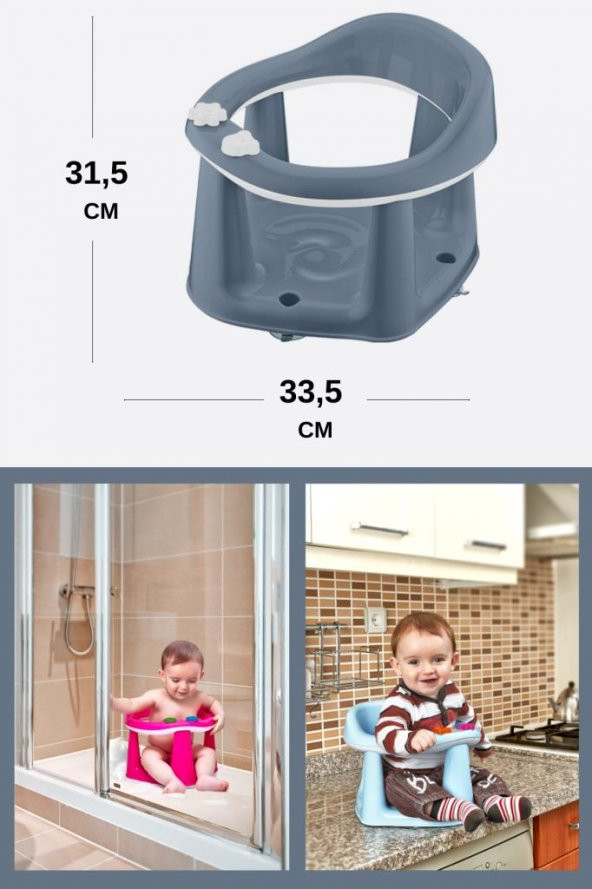 Flosoft Kaymaz Vakum Ayaklı Bebek Banyo Oturağı & Mama Oturağı 2in1 - 10