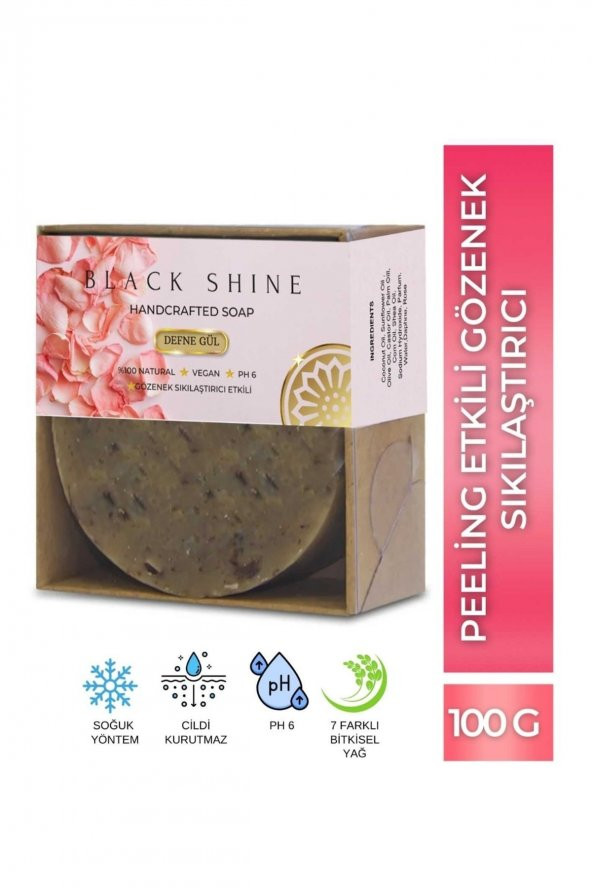 Black Shine BS Defne Gül Sabunu Gözenek Sıkılaştırıcı Peeling, Besleyici Arındırıcı Doğal Cilt Ve Saç Bakımı KRM0020