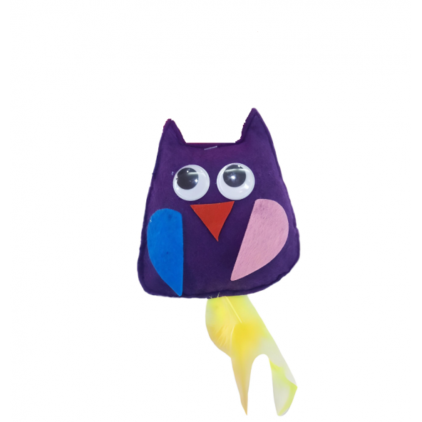CatMozz Catnipli Peluş Çok Renkli Tüylü Kedi Oyuncağı Baykuş Model