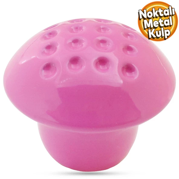 Noktalı Mantar Düğme Kulp Çekmece Bebek Çocuk Genç Odası Dolap Kapak Kulpu Kulbu Pembe Metal Kulp