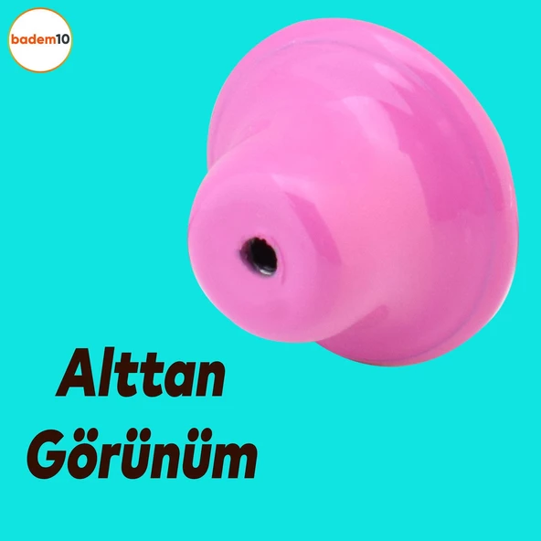 Noktalı Mantar Düğme Kulp Çekmece Bebek Çocuk Genç Odası Dolap Kapak Kulpu Kulbu Pembe Metal Kulp - 3