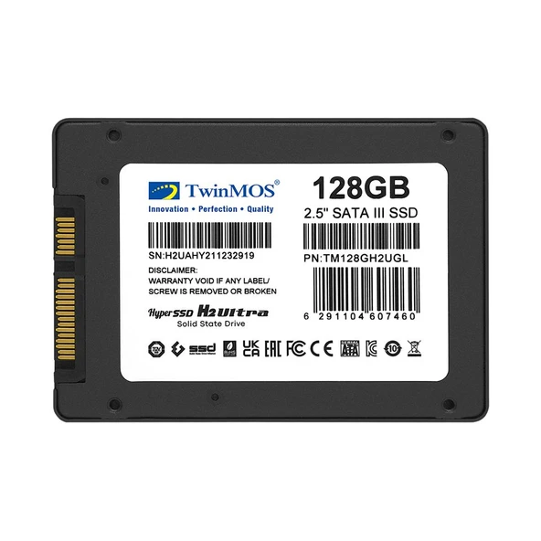 TwinMOS 128GB 2.5" SATA3 SSD (580Mb-550Mb/s) TLC 3DNAND Grey - Resim 7