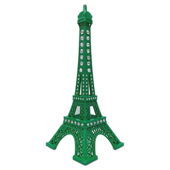Metal Paris Eyfel Kulesi Yeşil Kristal Taşlı 18cm - Resim 3