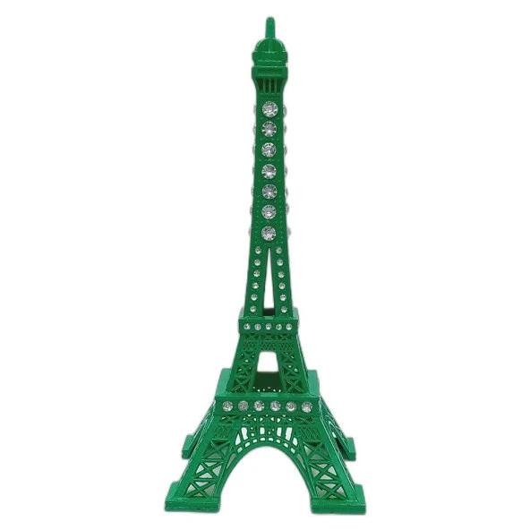 Metal Paris Eyfel Kulesi Yeşil Kristal Taşlı 18cm - Resim 4