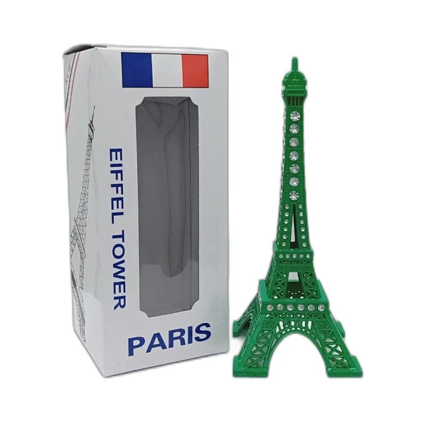 Metal Paris Eyfel Kulesi Yeşil Kristal Taşlı 18cm - Resim 6