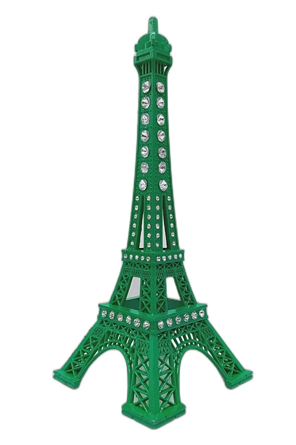 Metal Paris Eyfel Kulesi Yeşil Kristal Taşlı 18cm - Resim 9
