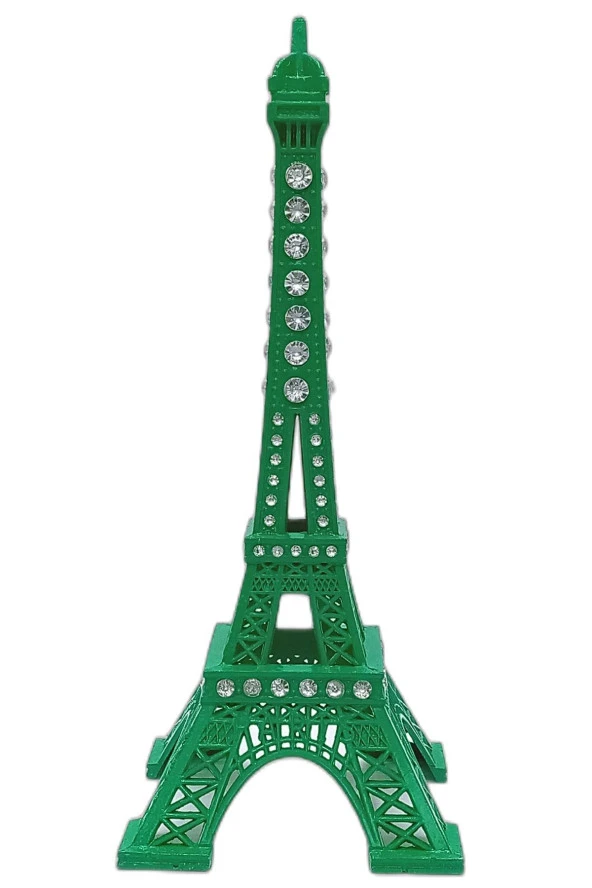 Metal Paris Eyfel Kulesi Yeşil Kristal Taşlı 18cm - Resim 10