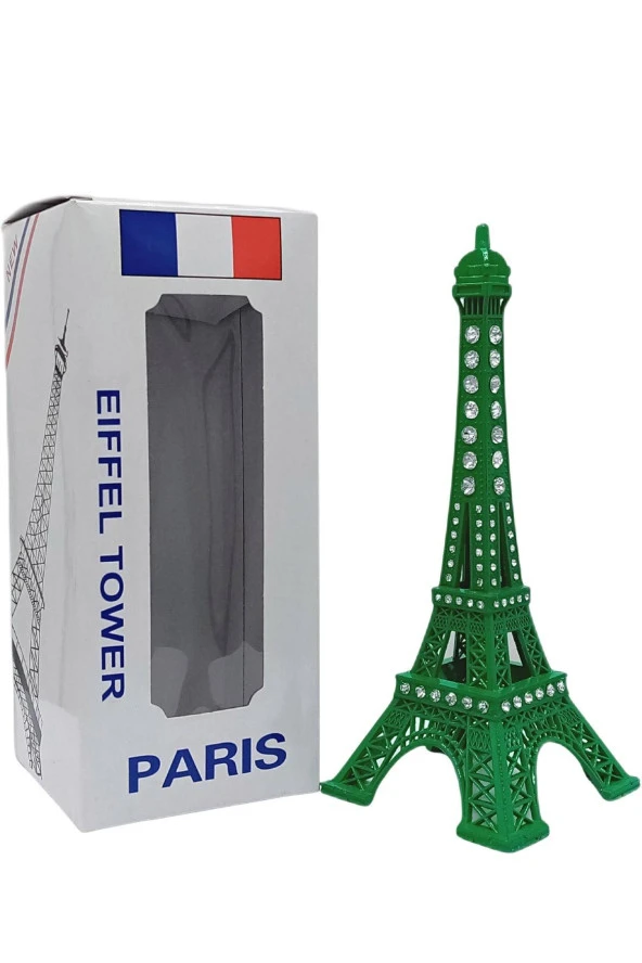 Metal Paris Eyfel Kulesi Yeşil Kristal Taşlı 18cm - Resim 11