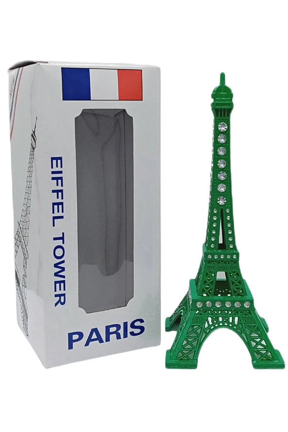 Metal Paris Eyfel Kulesi Yeşil Kristal Taşlı 18cm - Resim 12