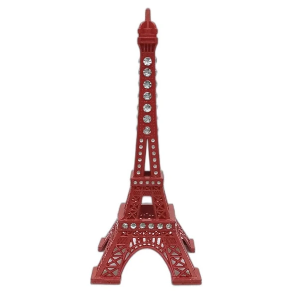 Metal Paris Eyfel Kulesi Kırmızı Kristal Taşlı 18cm - Resim 4
