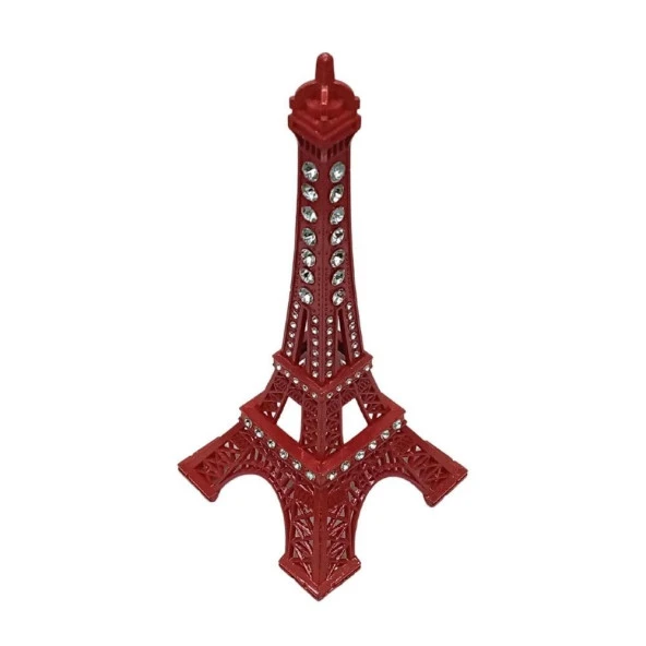 Metal Paris Eyfel Kulesi Kırmızı Kristal Taşlı 18cm - Resim 5