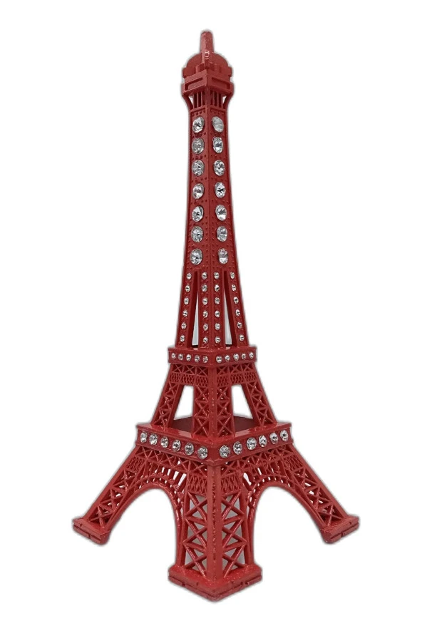 Metal Paris Eyfel Kulesi Kırmızı Kristal Taşlı 18cm - Resim 8