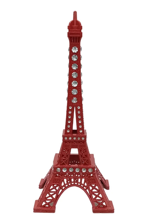 Metal Paris Eyfel Kulesi Kırmızı Kristal Taşlı 18cm - Resim 9