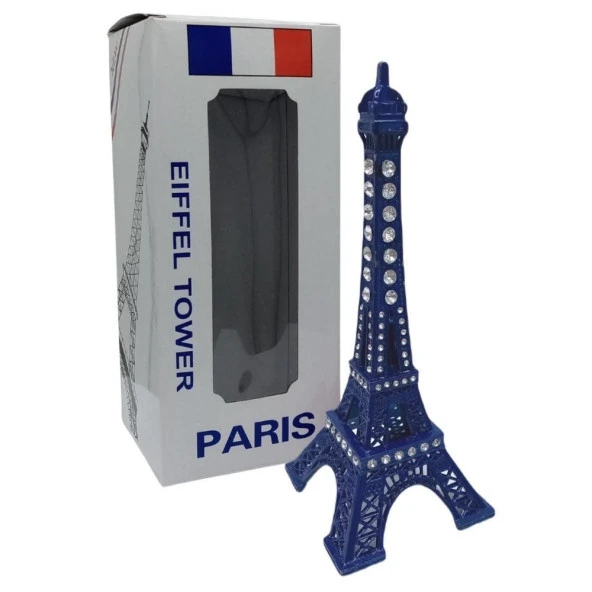Metal Paris Eyfel Kulesi Mavi Kristal Taşlı 18cm ürün görseli