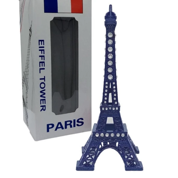 Metal Paris Eyfel Kulesi Mavi Kristal Taşlı 18cm - Resim 2