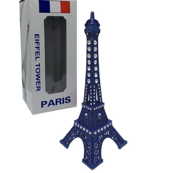 Metal Paris Eyfel Kulesi Mavi Kristal Taşlı 18cm - Resim 4
