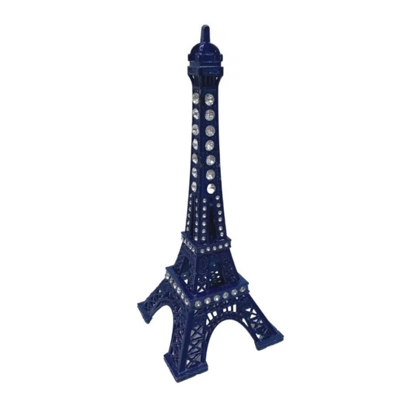 Metal Paris Eyfel Kulesi Mavi Kristal Taşlı 18cm - Resim 5