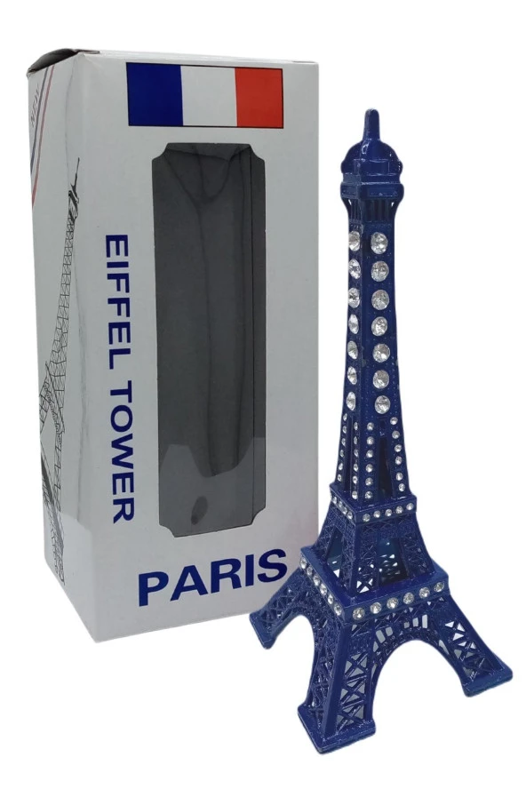 Metal Paris Eyfel Kulesi Mavi Kristal Taşlı 18cm - Resim 6