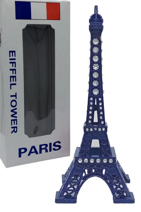 Metal Paris Eyfel Kulesi Mavi Kristal Taşlı 18cm - Resim 7