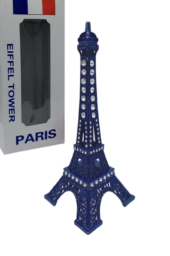 Metal Paris Eyfel Kulesi Mavi Kristal Taşlı 18cm - Resim 11