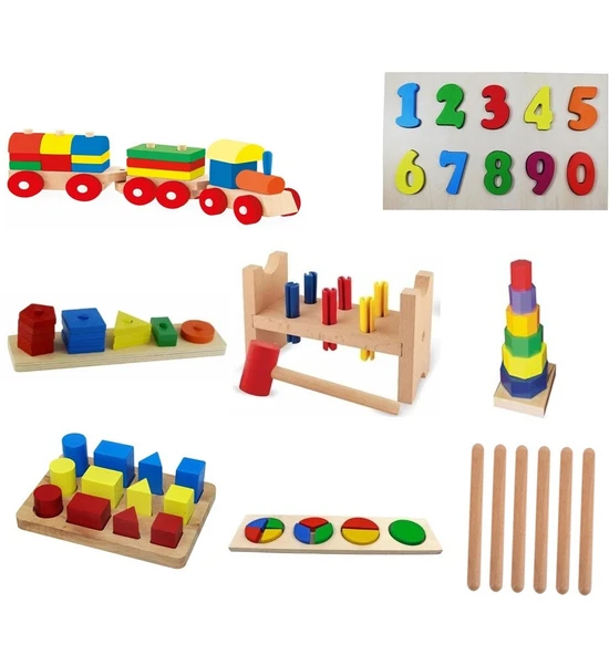 Ahşap Oyuncak 8 Lİ Kavram Seti Montessori Eğitim Materyalleri