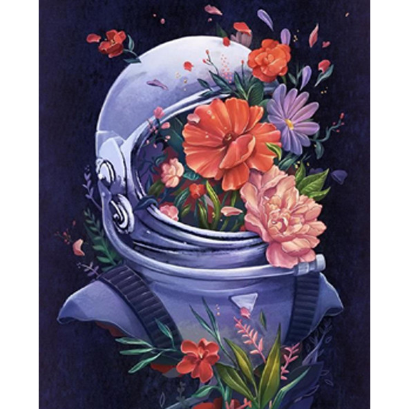 Astronotun Çiçekleri Sayılarla Boyama Seti