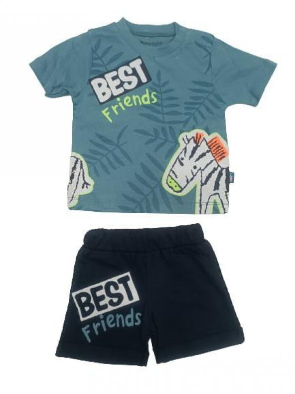 Nazar 2li Erkek Takım Best Friend Zebra Baskılı 23379